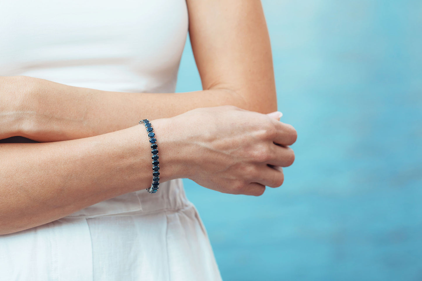 Blue Sapphire Oval Tennis Bracelet