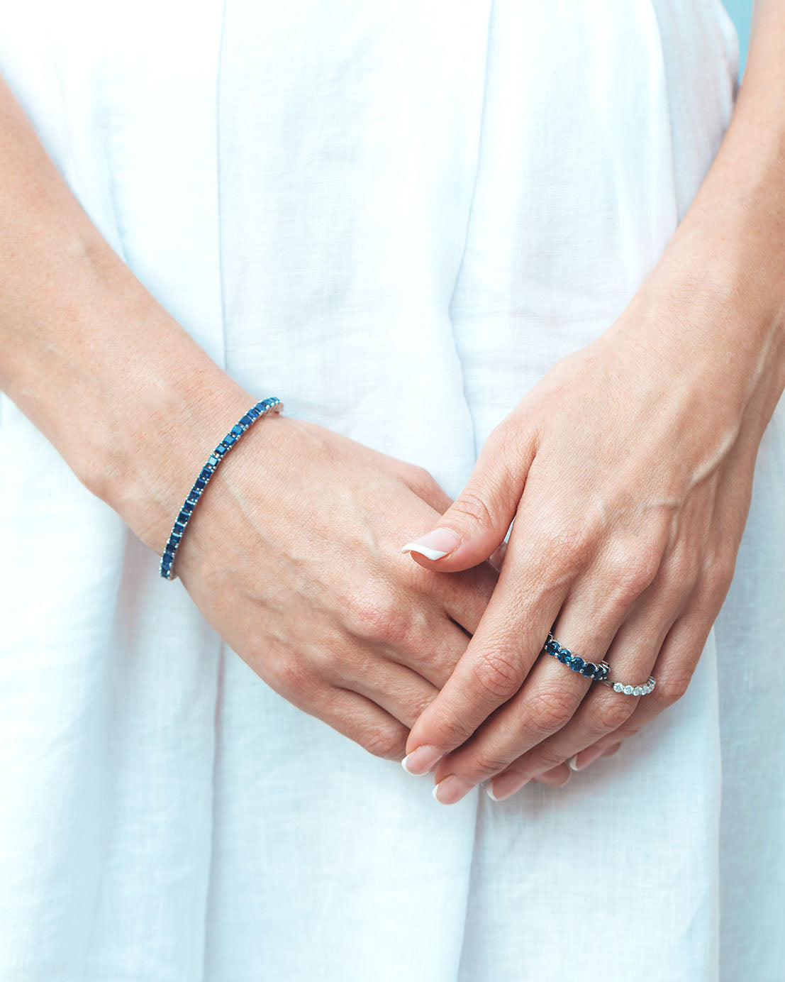 Blue Sapphire Princess Cut Tennis Bracelet