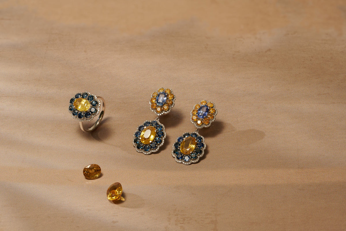 The Anjus Marigold Hero I Earrings styled with the Marigold 1958 collection