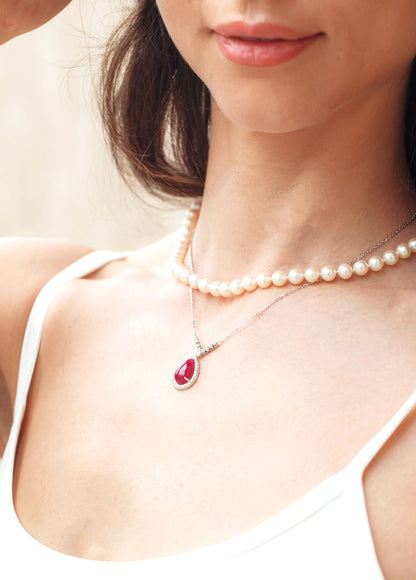 Pear Ruby Diamond Necklace