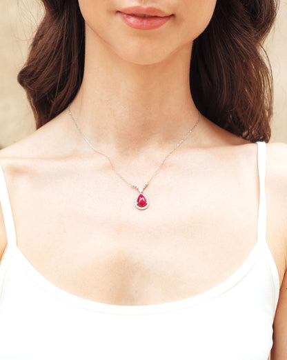 Pear Ruby Diamond Necklace