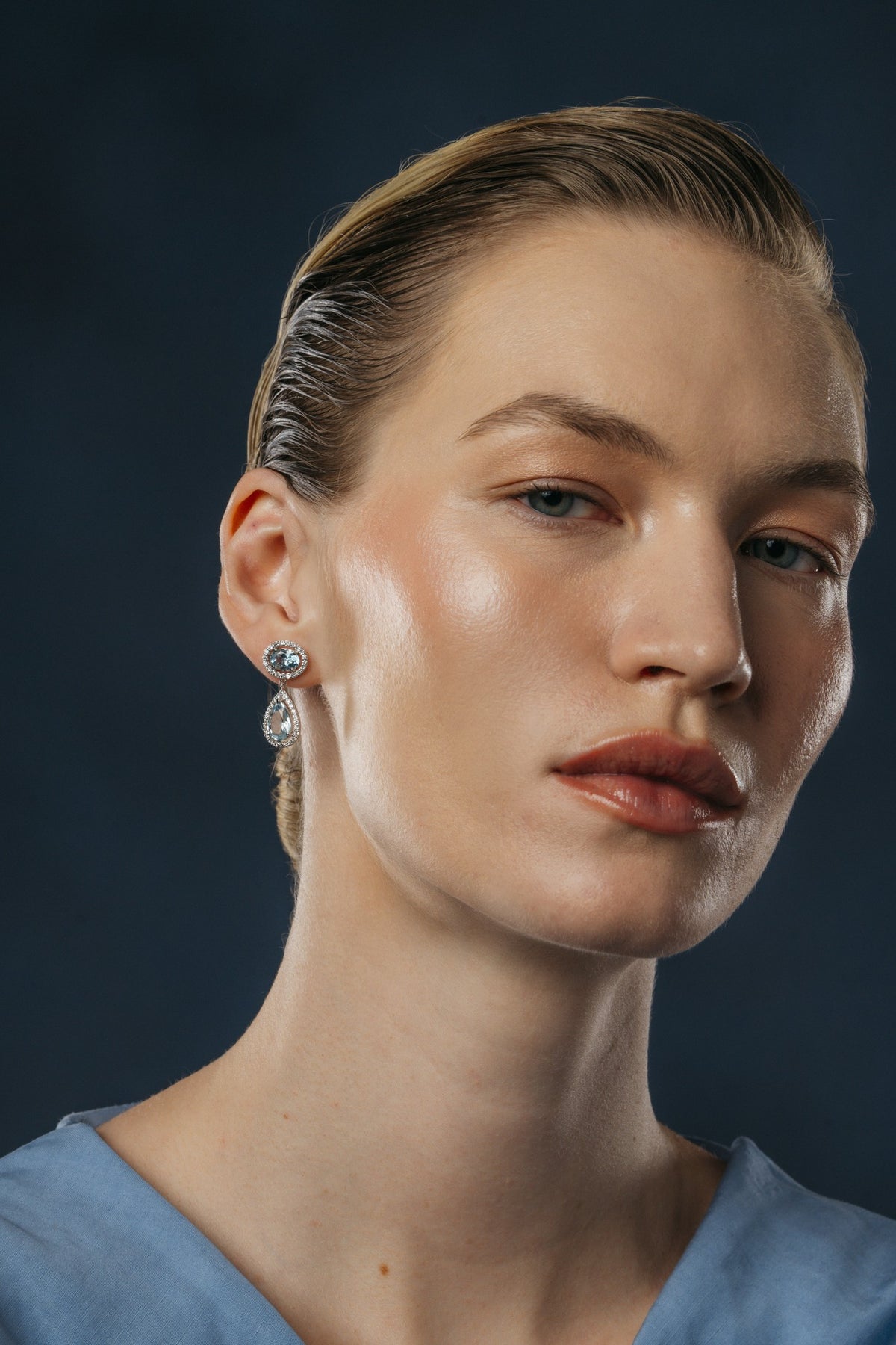 Primrose Bloom Aquamarine Drop Earrings