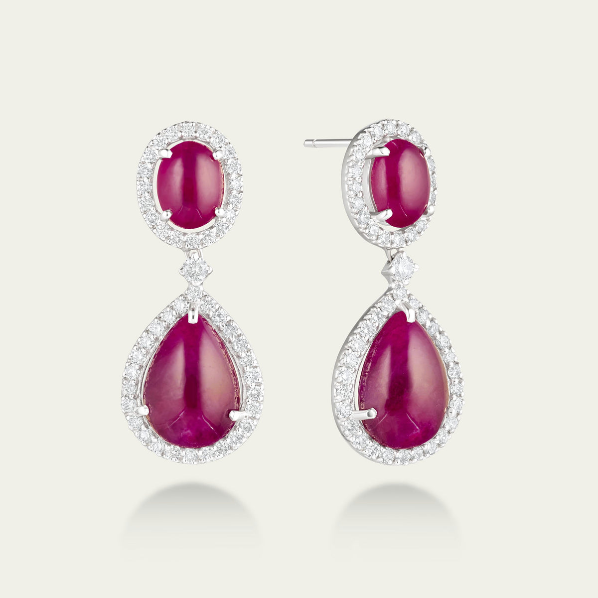 Ruby Silk Cabochon Drop Earrings
