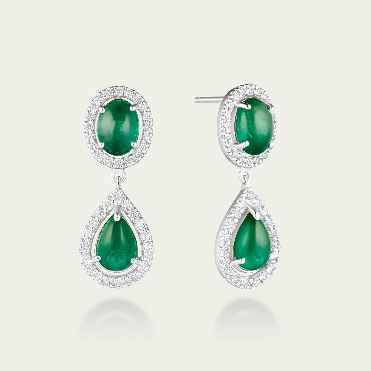 Emerald Silk Cabochon Drop Earrings