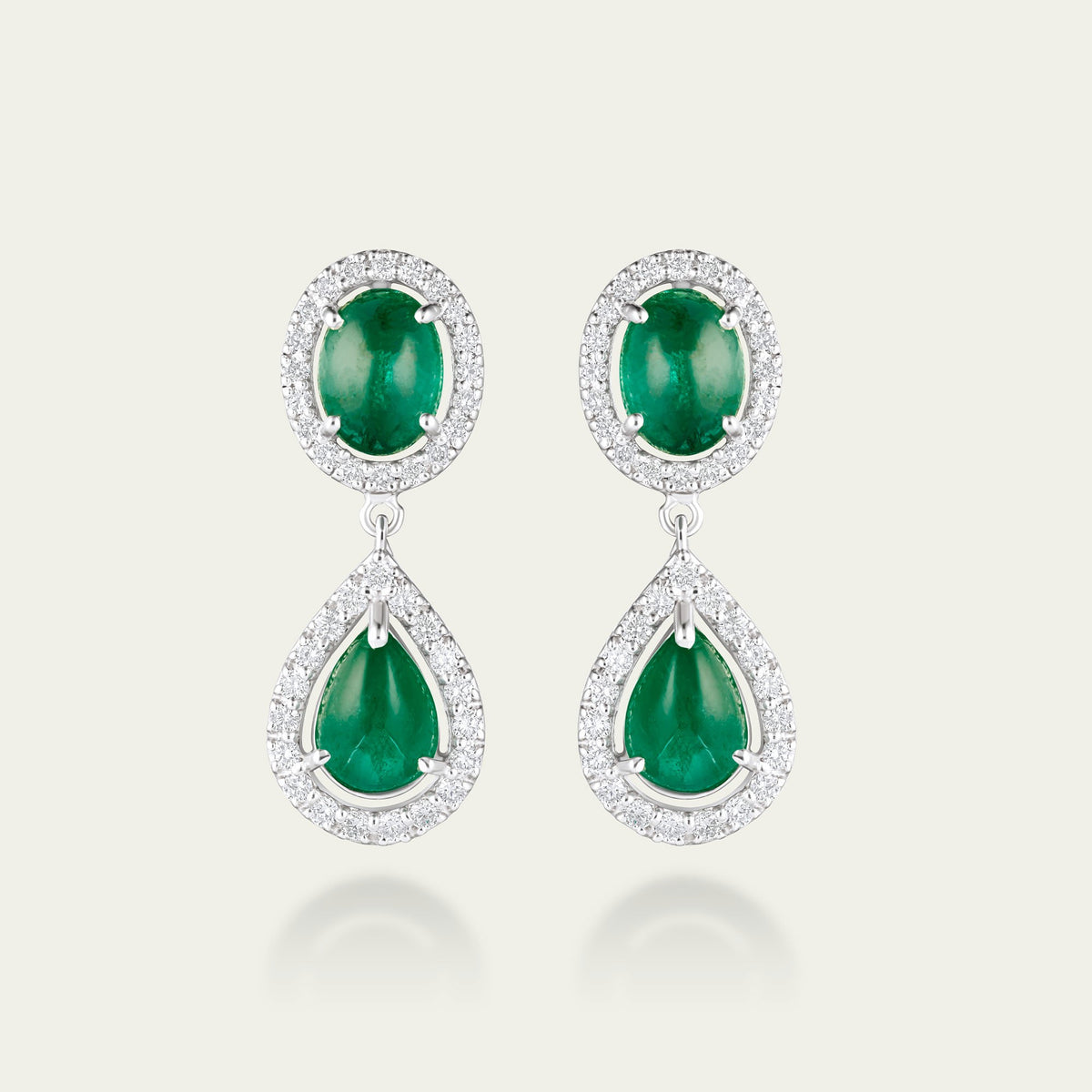 Emerald Silk Cabochon Drop Earrings