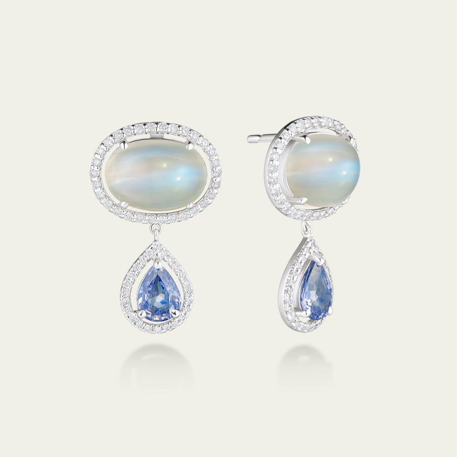 Sapphire Moon Drop Earrings
