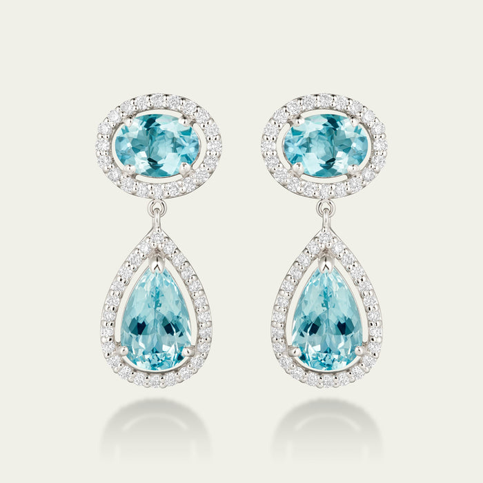 Primrose Bloom Aquamarine Drop Earrings