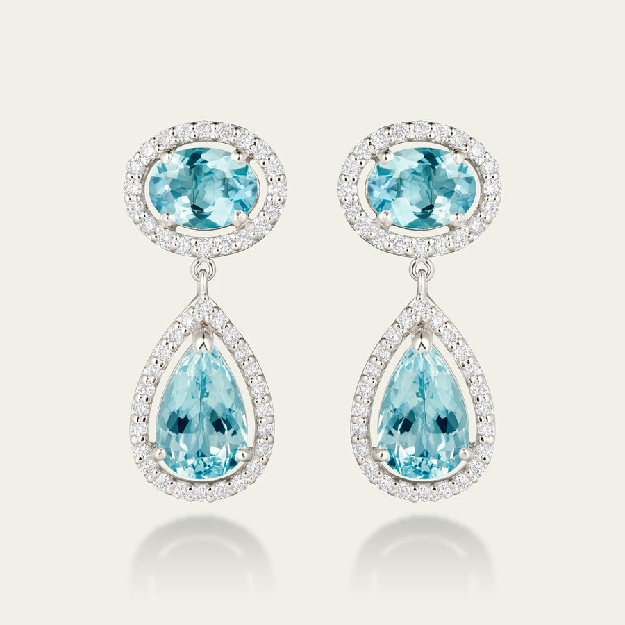 Primrose Bloom Aquamarine Drop Earrings