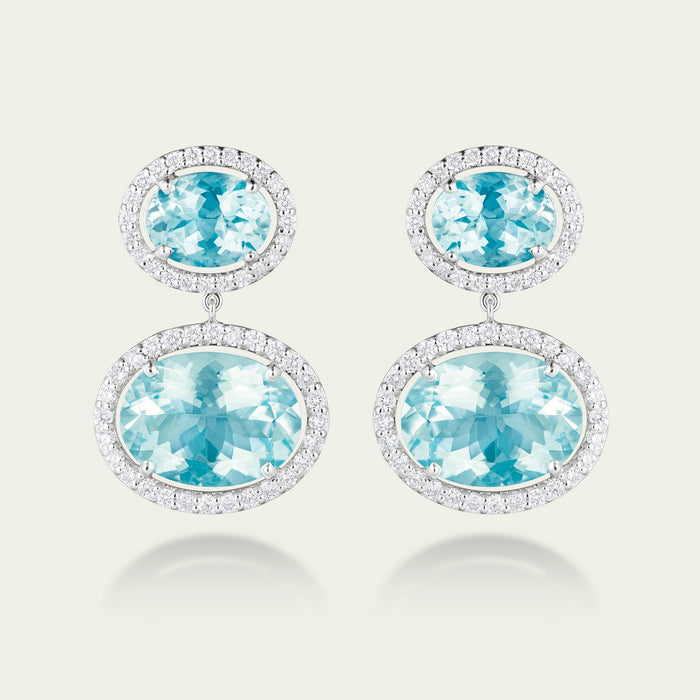 Primrose Hill Aquamarine and Diamond Drop Earrings