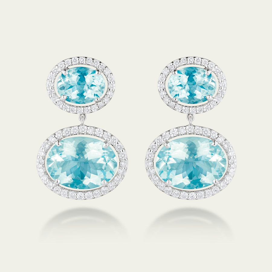 Primrose Hill Aquamarine and Diamond Drop Earrings