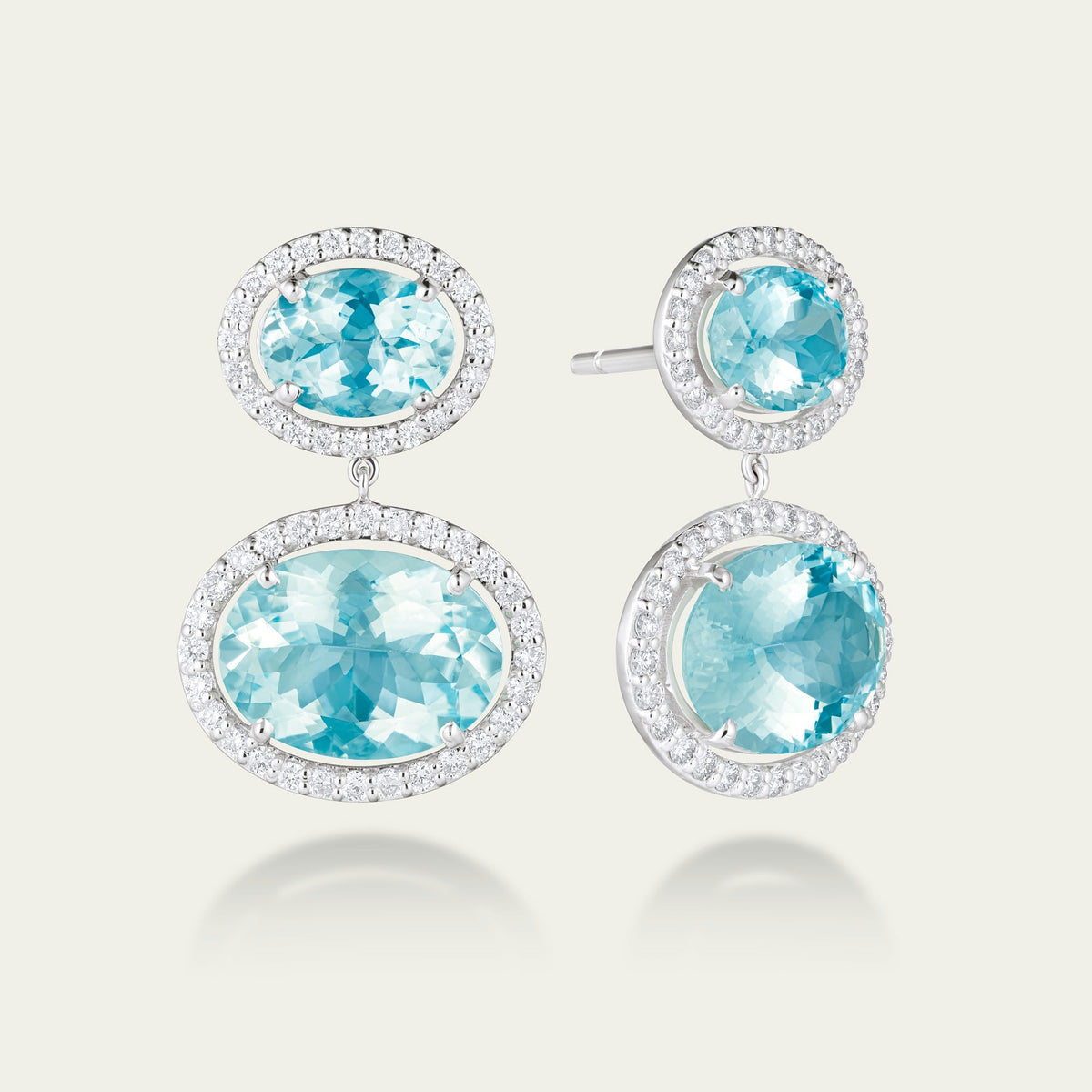 Primrose Hill Aquamarine and Diamond Drop Earrings