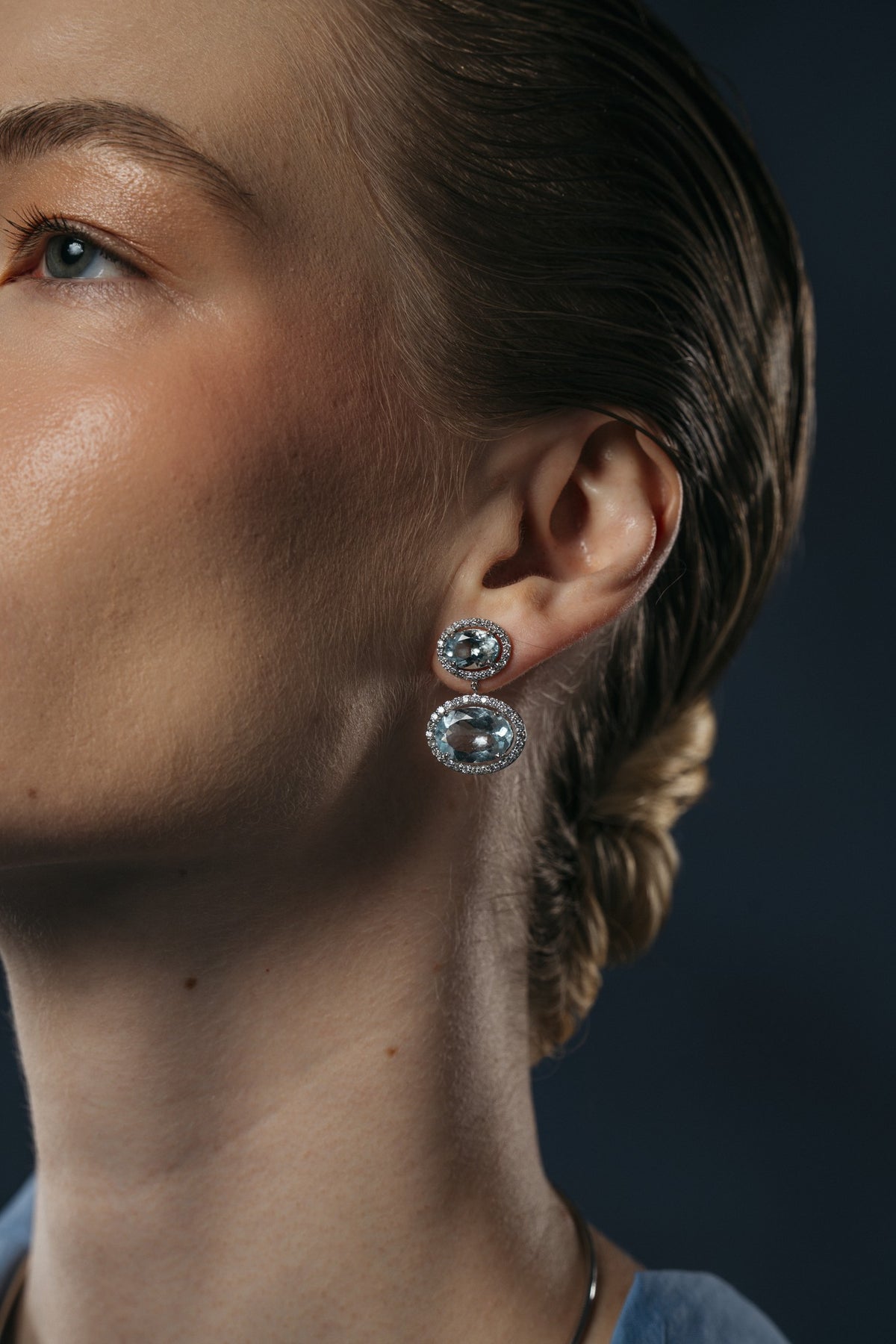 Primrose Hill Aquamarine and Diamond Drop Earrings