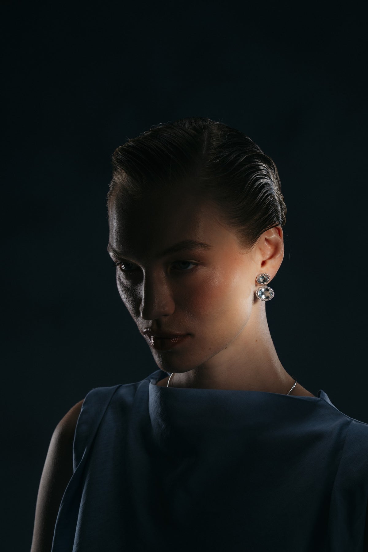 Primrose Hill Aquamarine and Diamond Drop Earrings