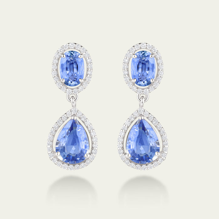 Blue Hour Oval Sapphire Drop Earrings