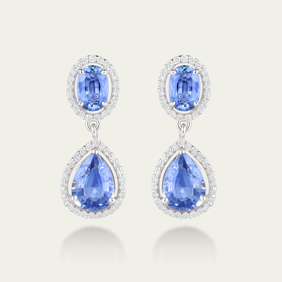 Blue Hour Oval Sapphire Drop Earrings