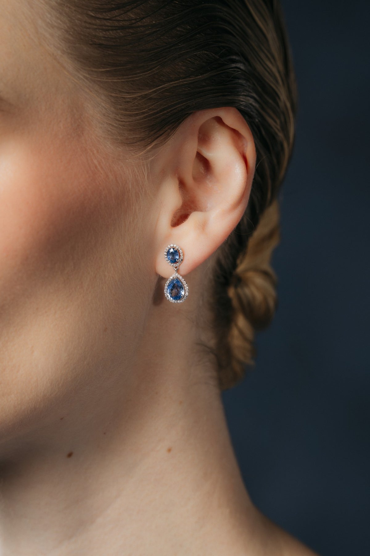 Blue Hour Oval Sapphire Drop Earrings