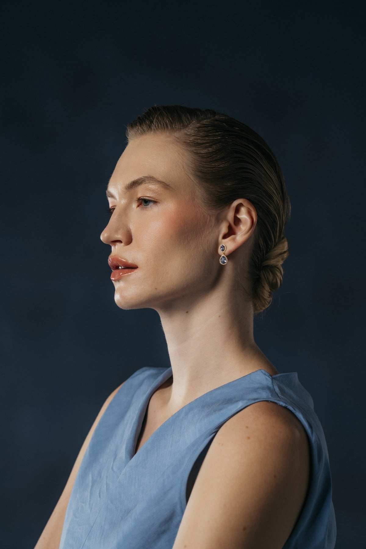 Blue Hour Oval Sapphire Drop Earrings