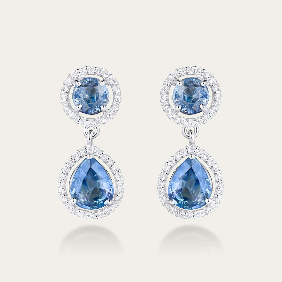 Blue Hour Round Sapphire Drop Earrings