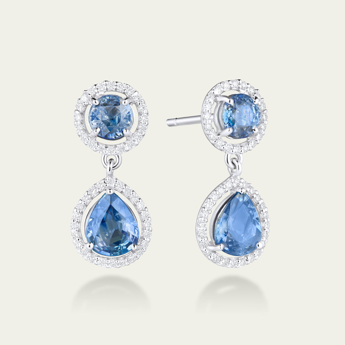 Blue Hour Round Sapphire Drop Earrings