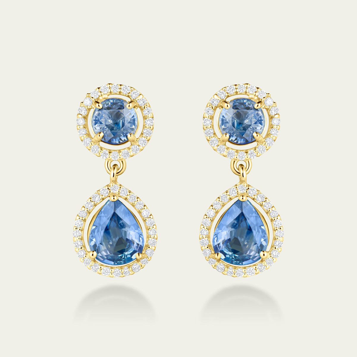 Blue Hour Round Sapphire Drop Earrings