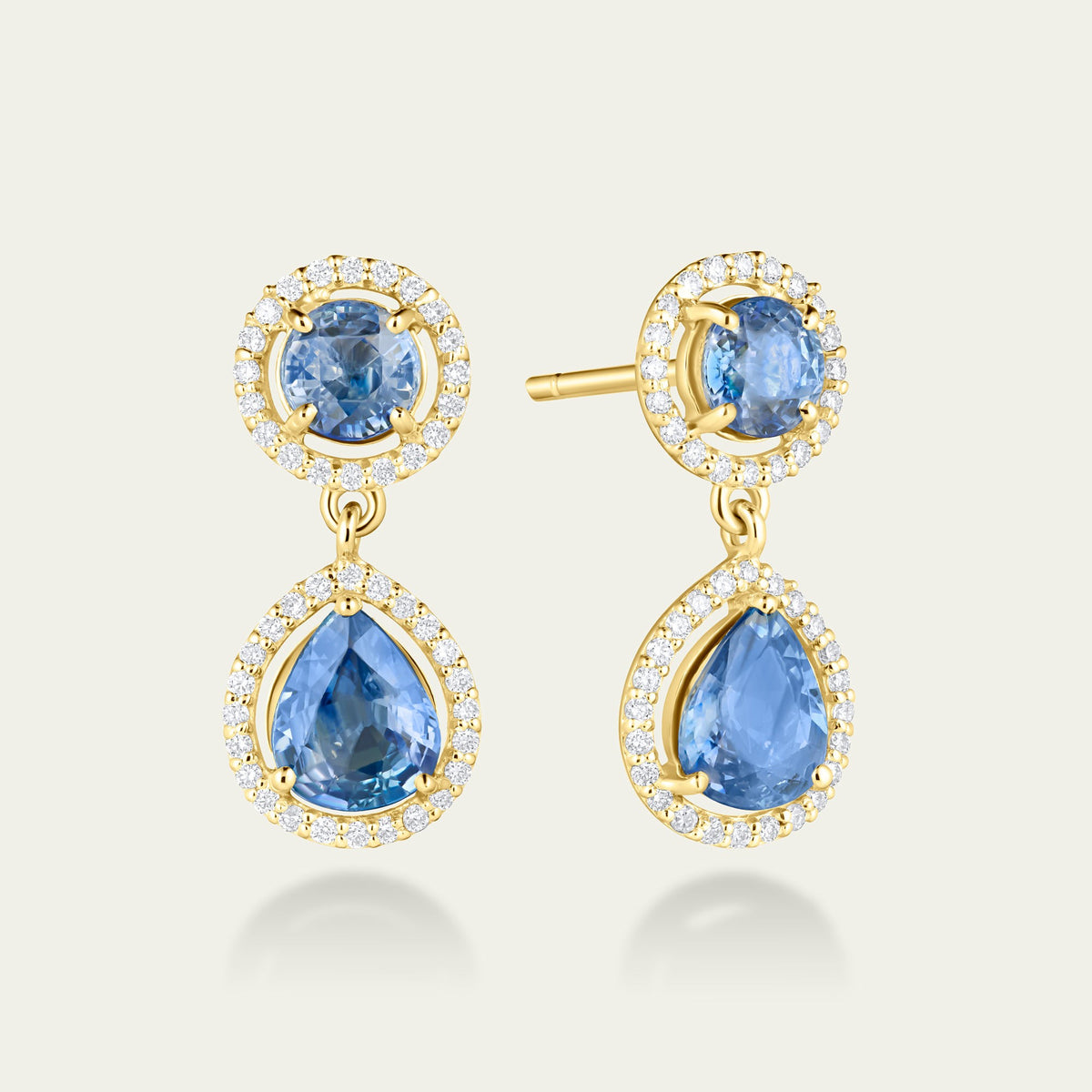 Blue Hour Round Sapphire Drop Earrings