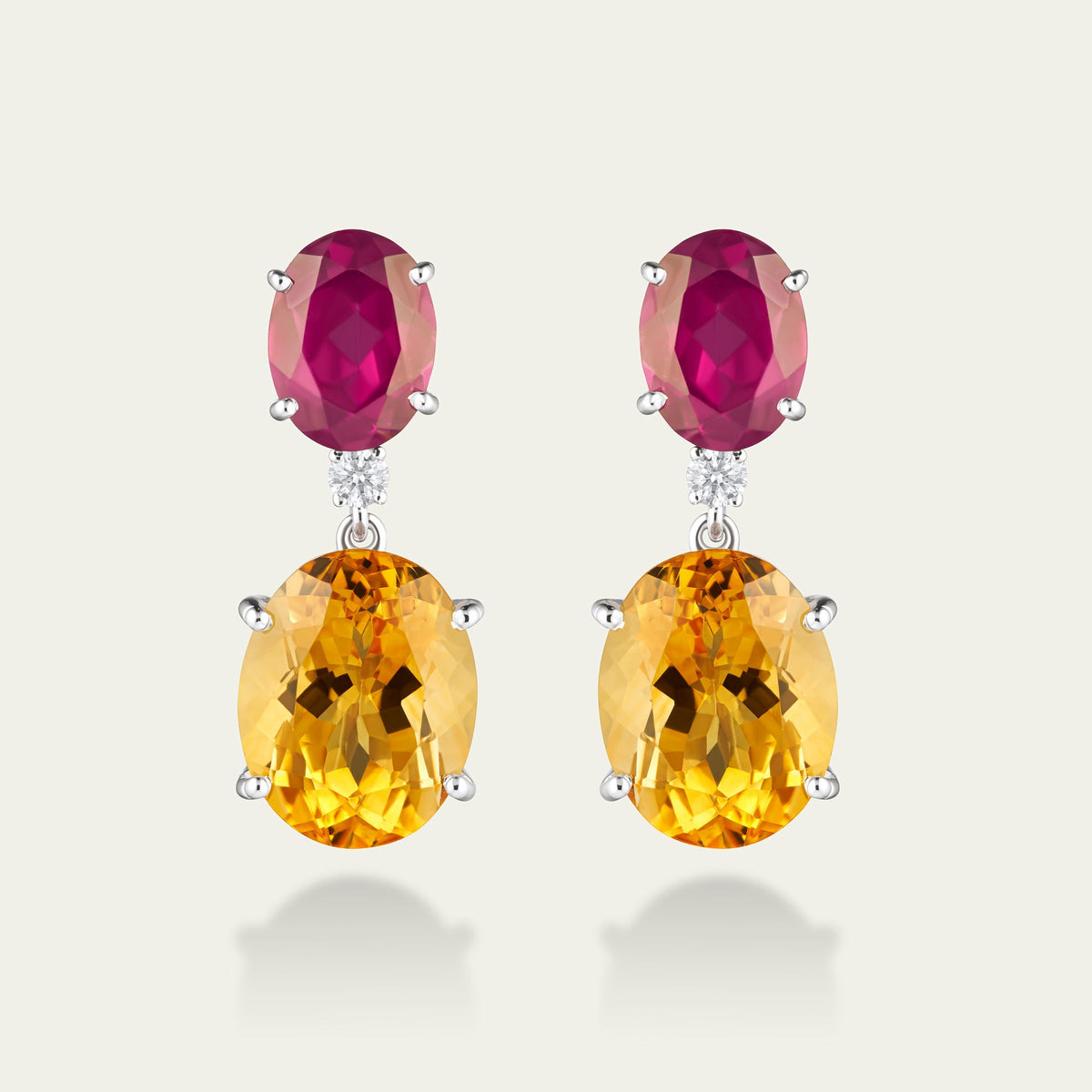 Saffron & Rose Oval Drop Earrings