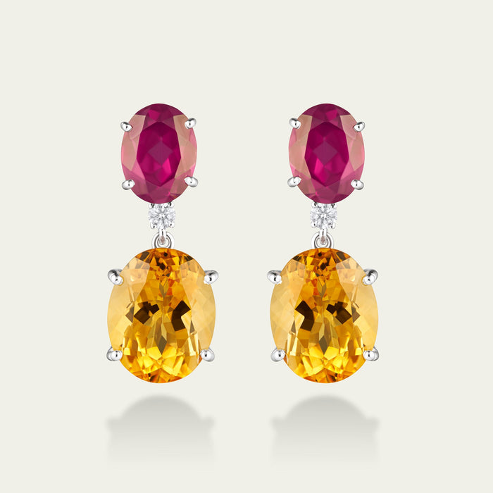 Saffron & Rose Oval Drop Earrings