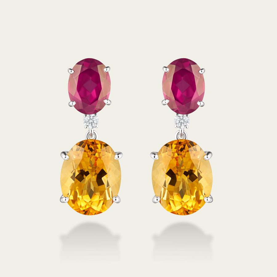 Saffron & Rose Oval Drop Earrings