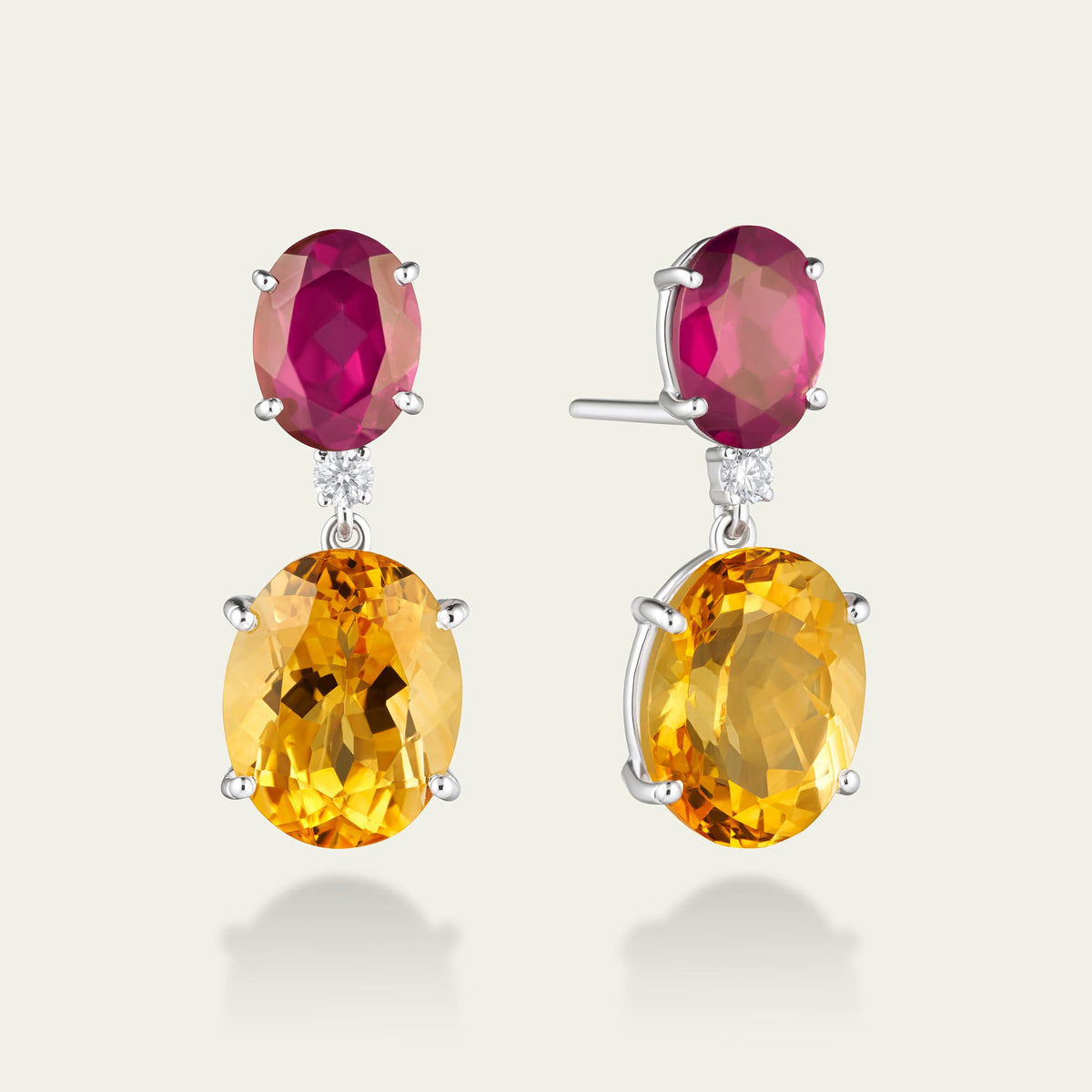 Saffron & Rose Oval Drop Earrings