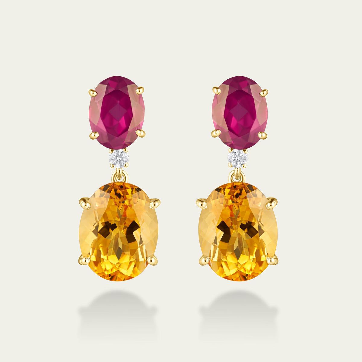 Saffron & Rose Oval Drop Earrings