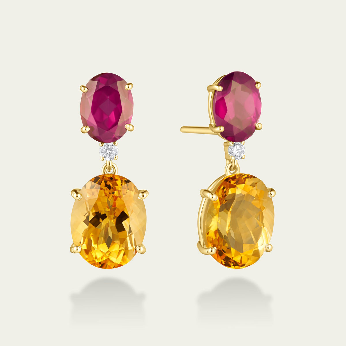 Saffron & Rose Oval Drop Earrings