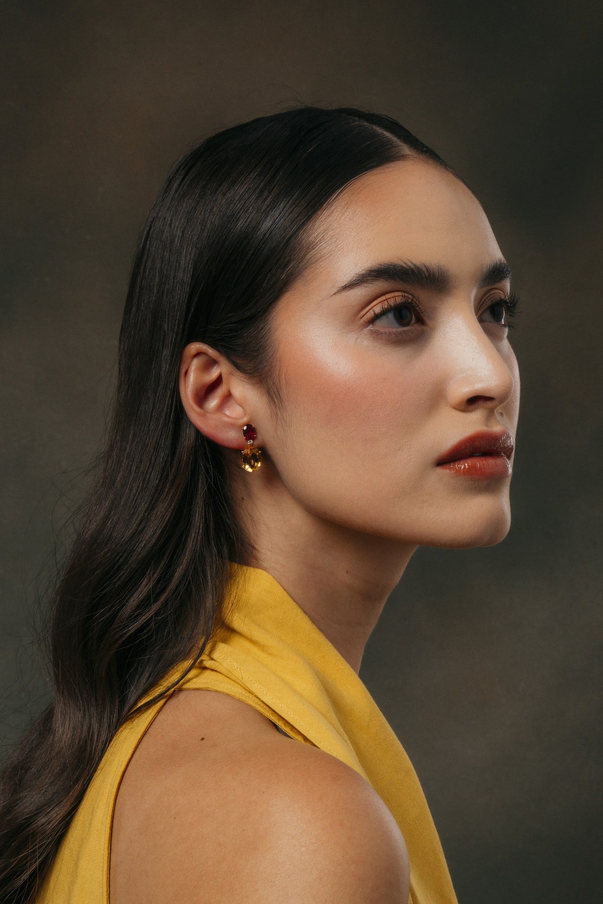 Saffron & Rose Oval Drop Earrings