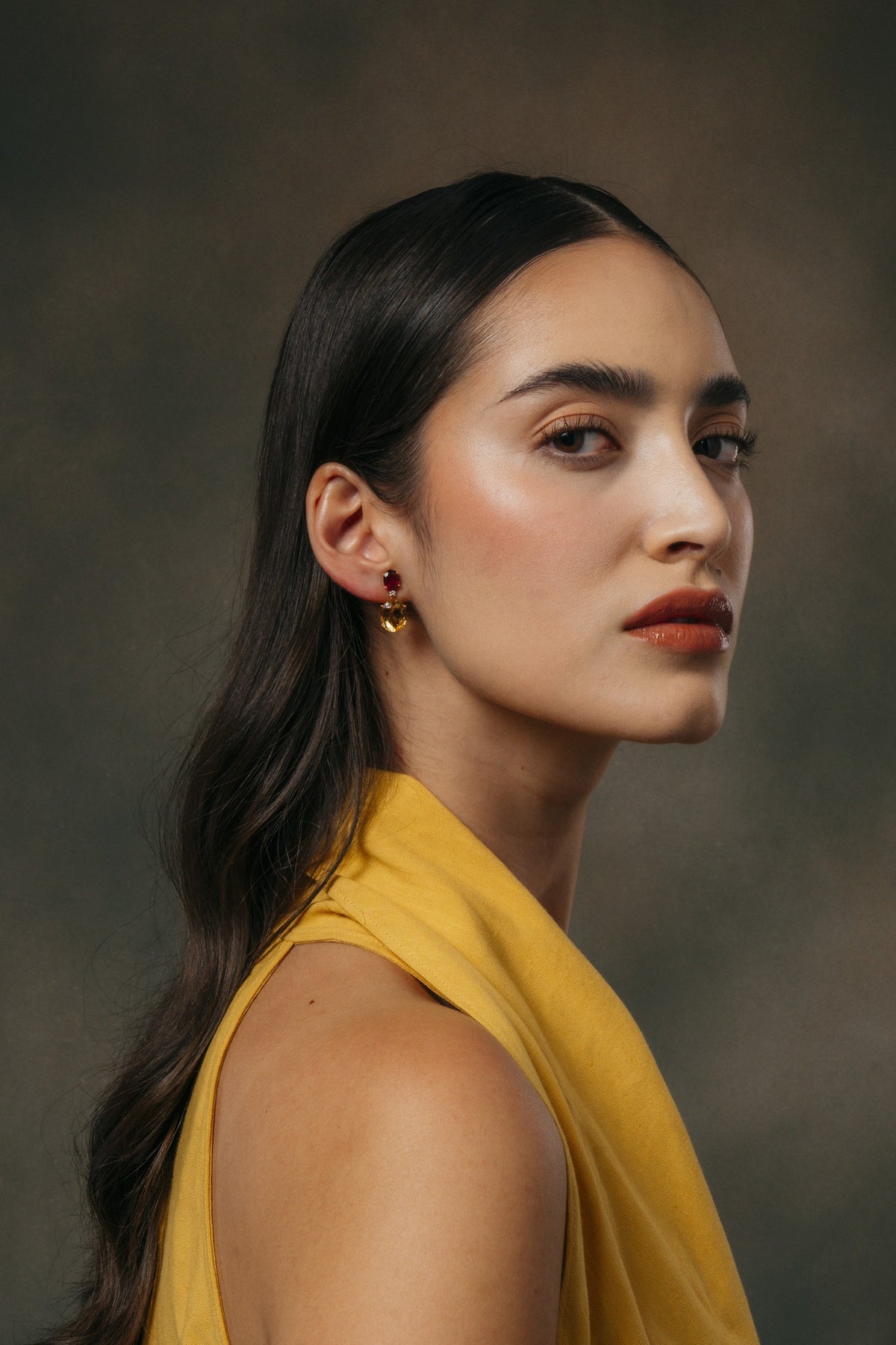Saffron & Rose Oval Drop Earrings