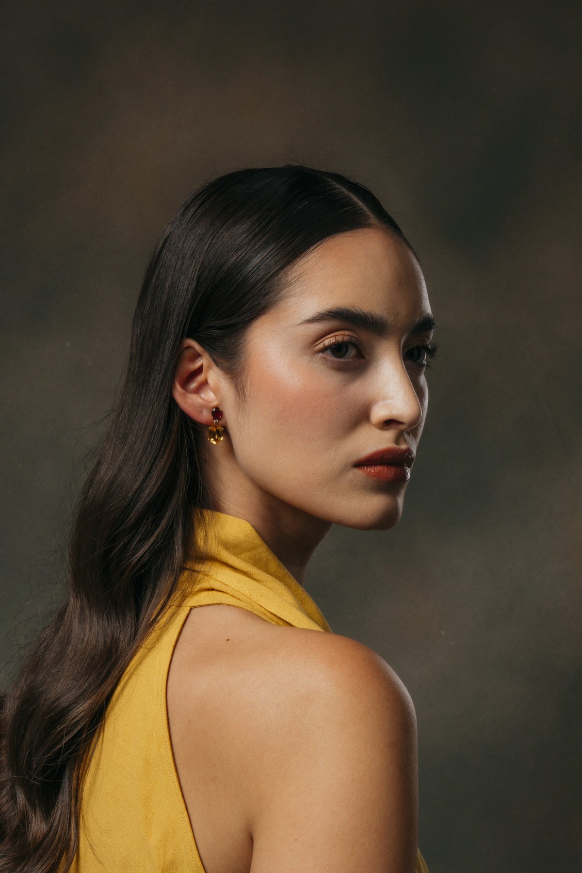 Saffron & Rose Oval Drop Earrings