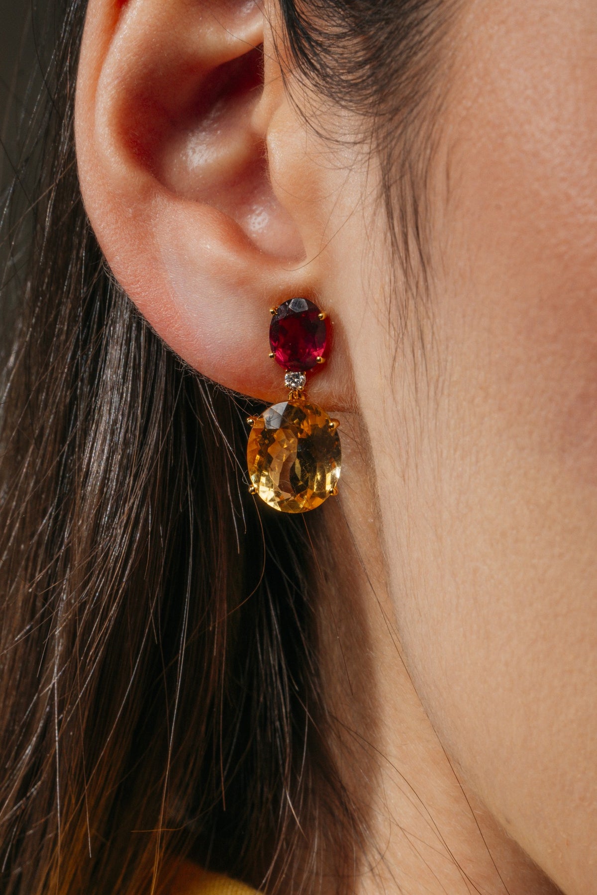 Saffron & Rose Oval Drop Earrings