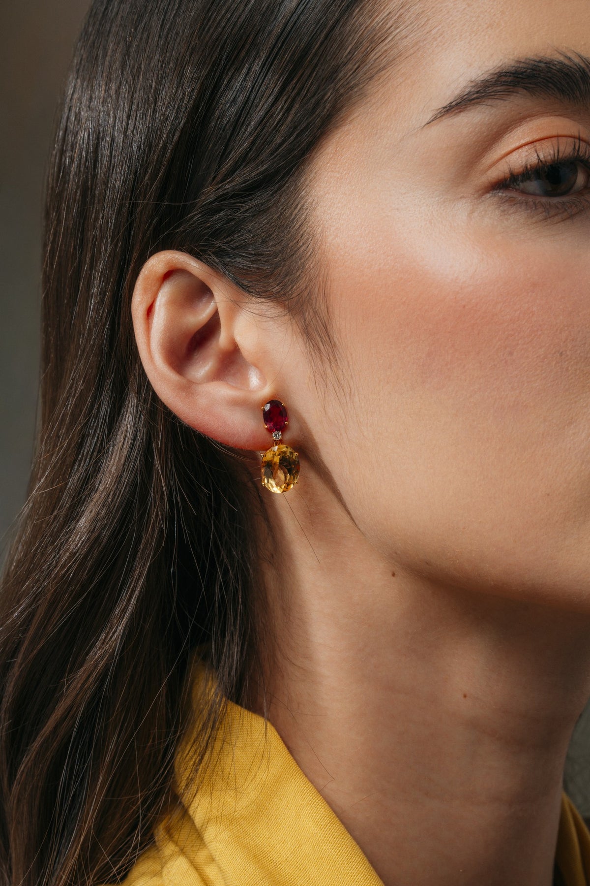 Saffron & Rose Oval Drop Earrings