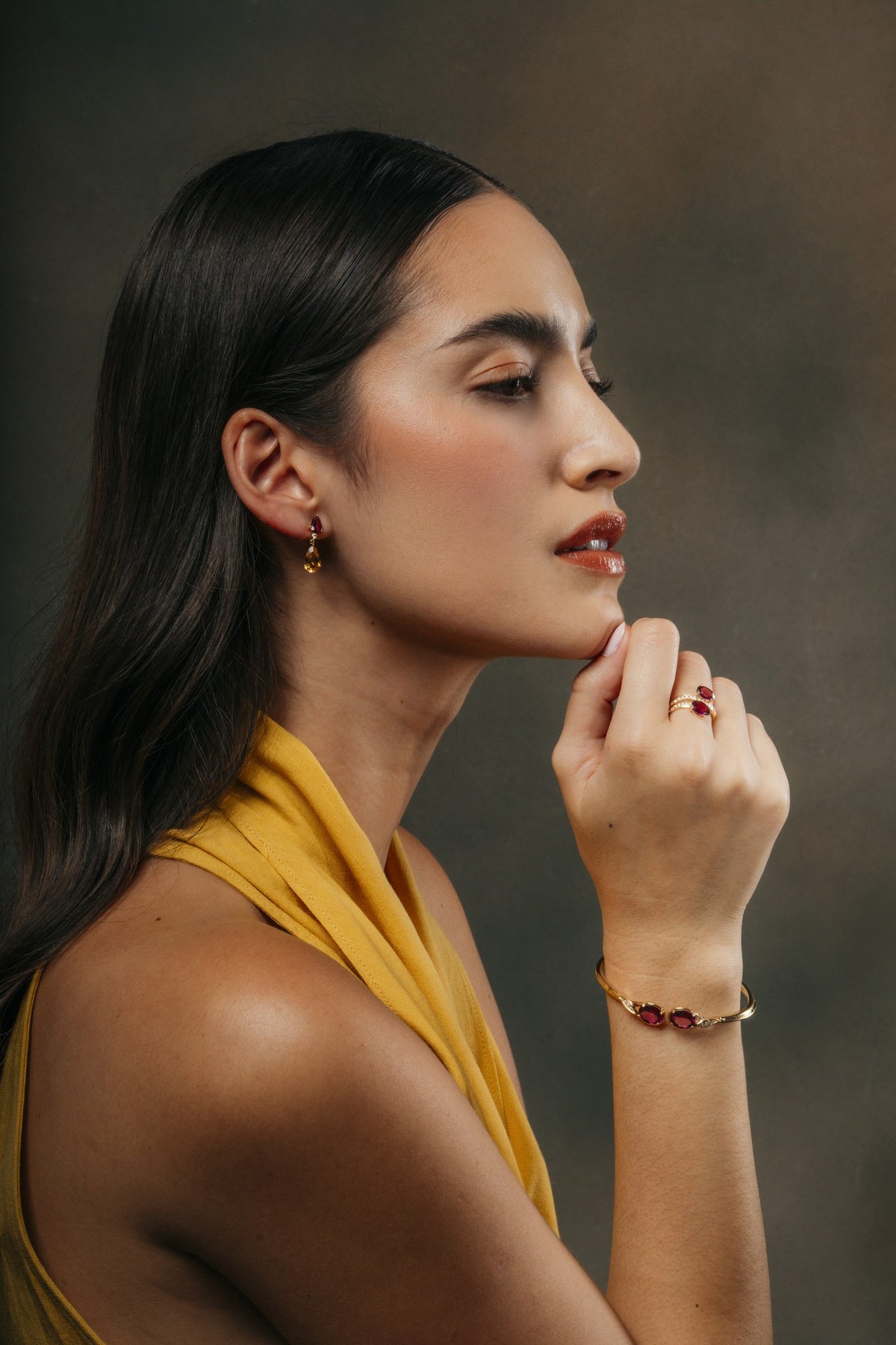 Saffron & Rose Pear Drop Earrings