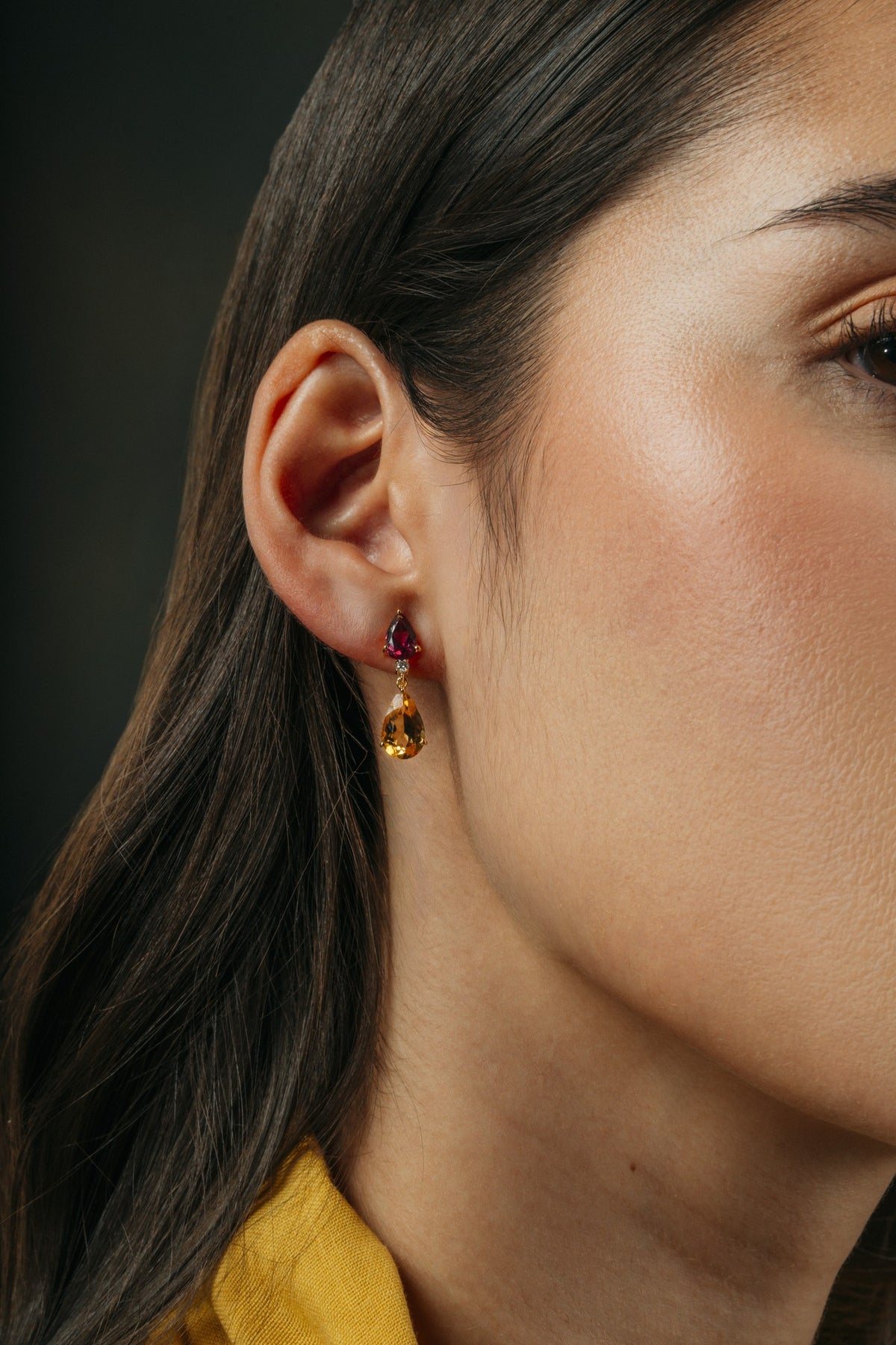 Saffron & Rose Pear Drop Earrings